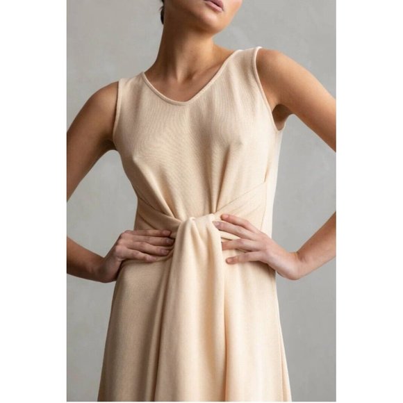 CAZINC montana t-shirt dress women's size 10 cream ribbed tie waist BNWT $239 - Picture 4 of 4
